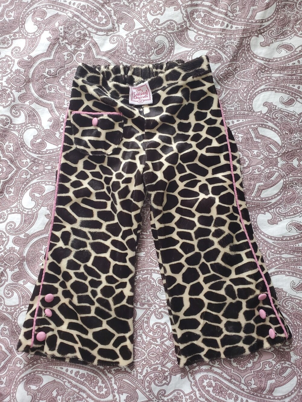 VTG Cottontail Originals Giraffe Print 2-Piece Set Tunic & Flare Pants 3T - Picture 4 of 4